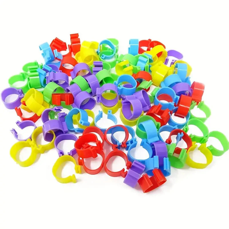 100 x BIRD LEG TAGS 5 COLOURS