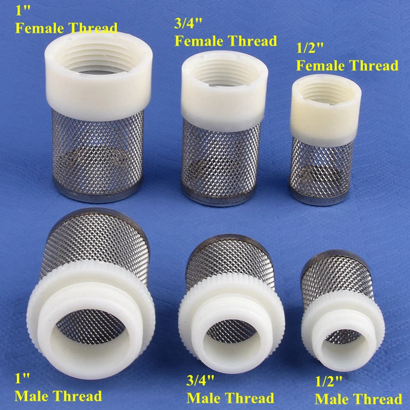 AQUARIUM / POND STAINLESS STEEL PLASTIC OUTFLOW STRAINER 1/2" 3/4" 1"