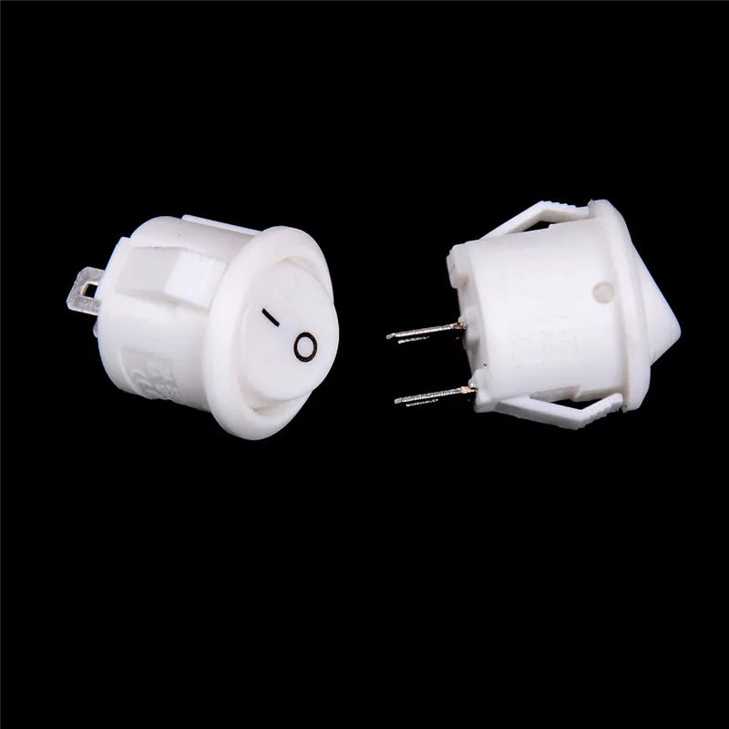 10 x 16mm ROUND WHITE ROCKER SWITCH 2 PIN ON OFF 3A