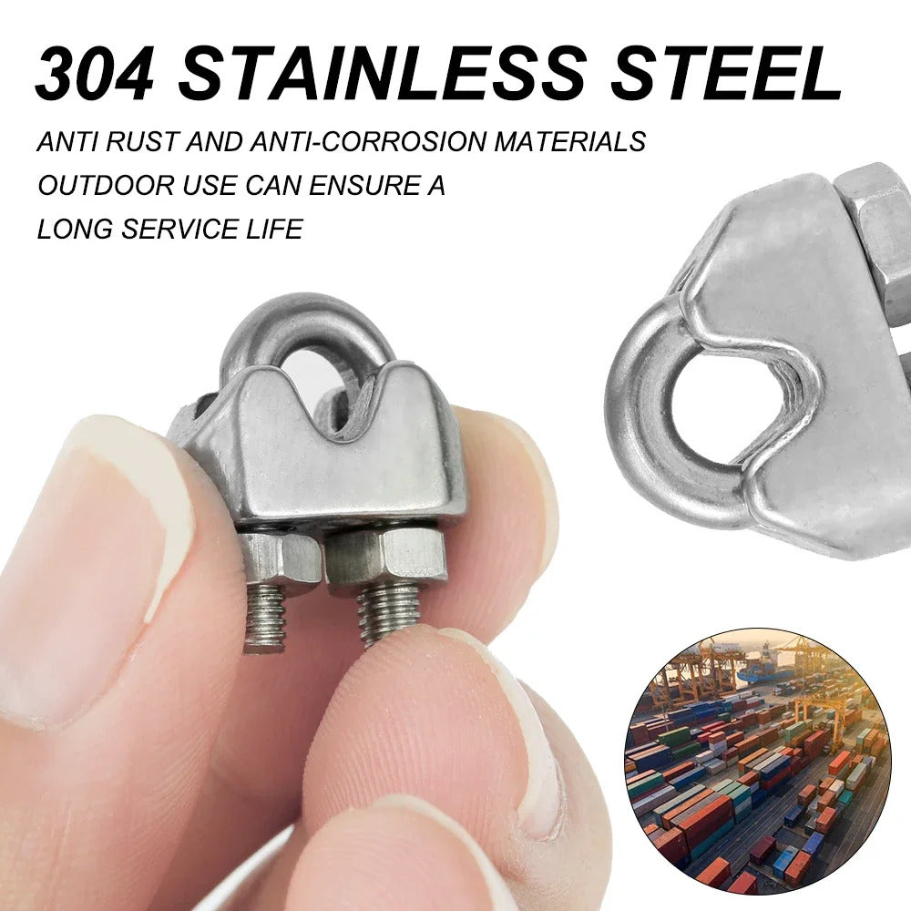 12 x U TYPE M3 STAINLESS STEEL CABLE CLAMPS