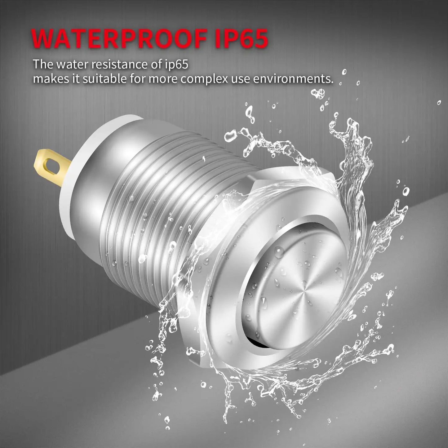 6 x STAINLESS STEEL MOMENTARY PUSH SWITCH 12mm