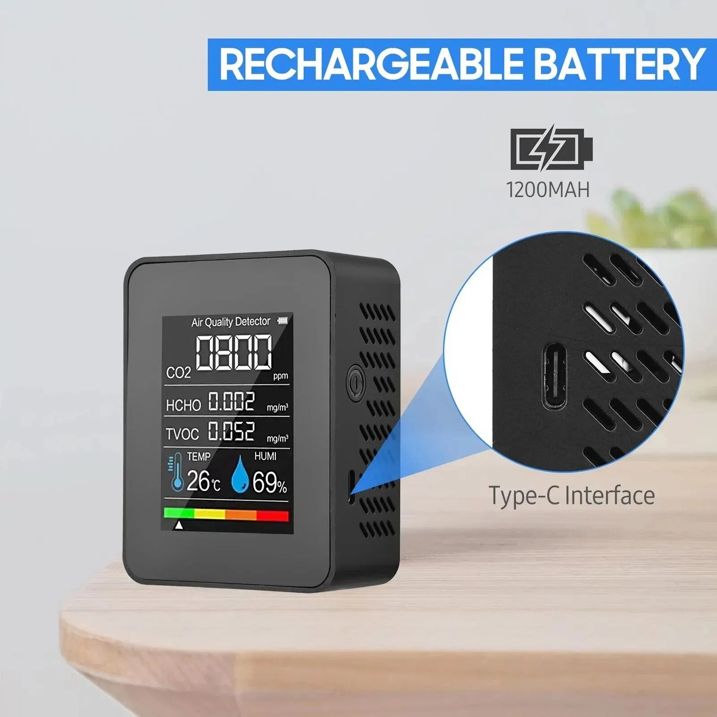 5 IN 1 TEMPERATURE HUMIDITY CO2 METER