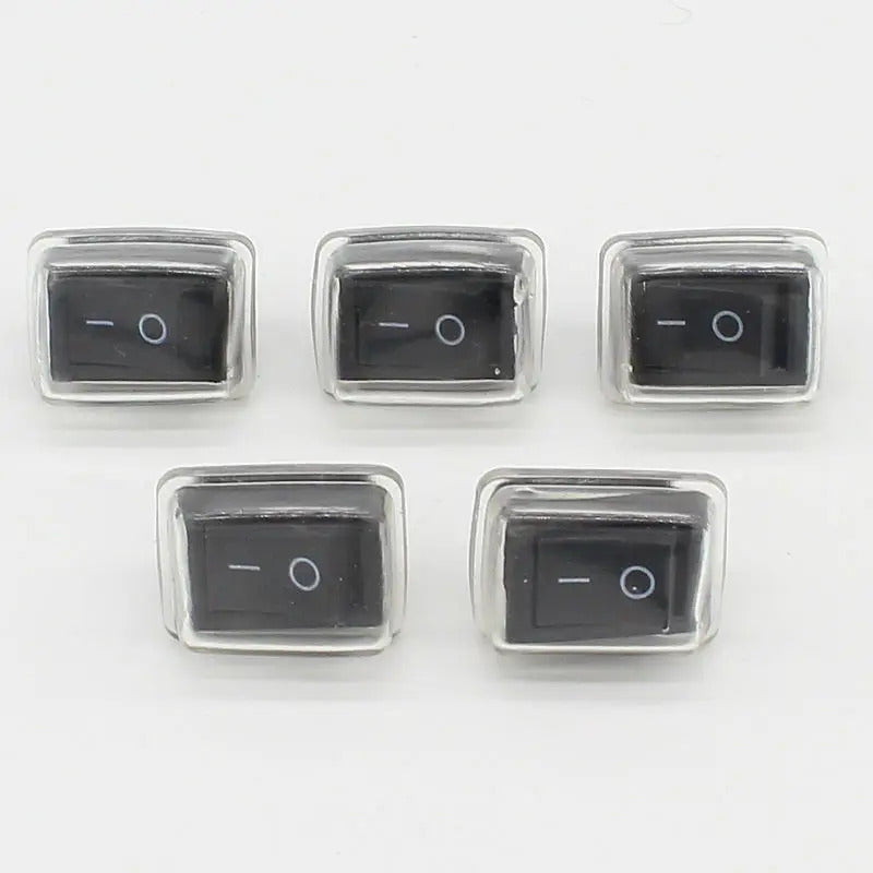 5 x BLACK MINI ROCKER SWITCH WITH WATERPROOF COVER ON OFF