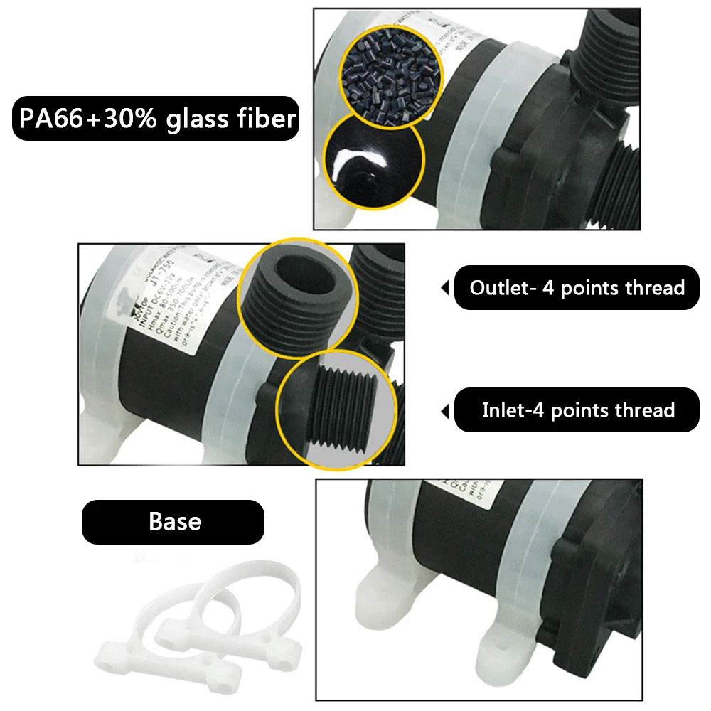 12v SILENT WATER PUMP - THREADED INLET & OUTLET