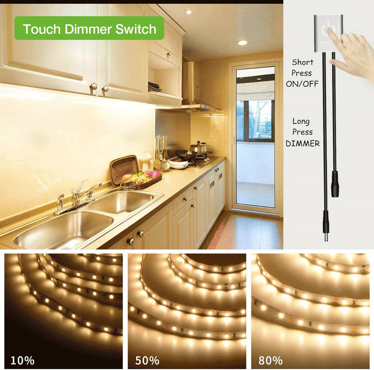 LED TOUCH DIMMER SWITCH 12V 24V DC 5.5mm x 2.1mm CONNECTION 3A