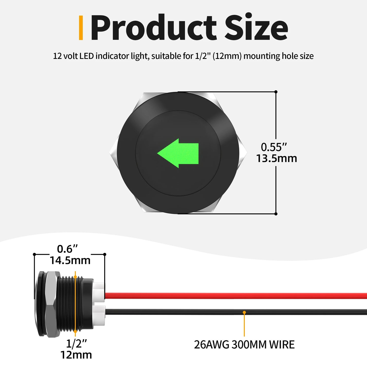 2 x 12mm LED INDICATOR ARROW LIGHTS 12V