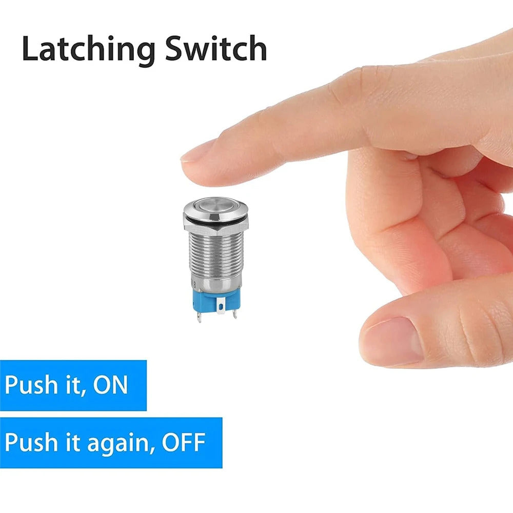 2 x METAL ON/OFF SWITCHES DC 12V/24V 4 PIN SPDT 16mm 19mm