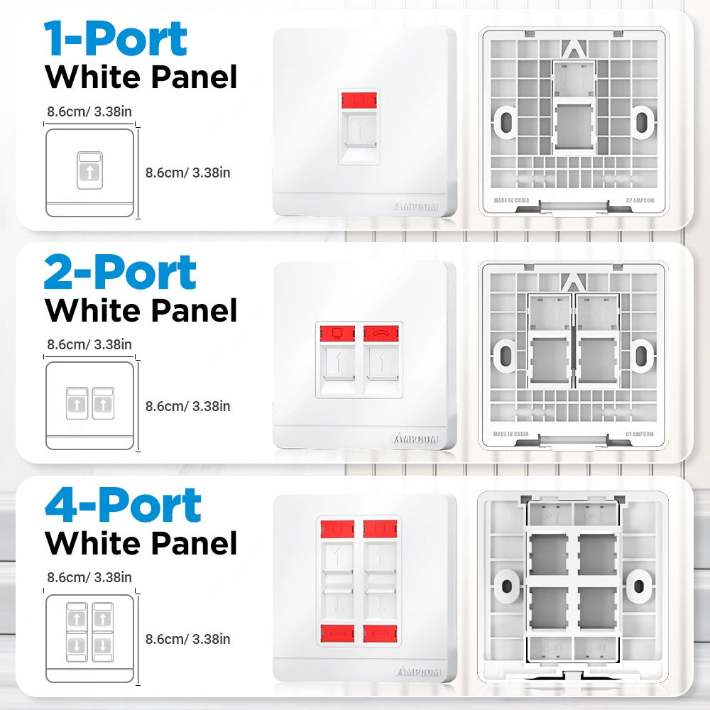 KEYSTONE FACEPLATE RJ11 RJ45 WALL SOCKET 1, 2 & 4 PORT