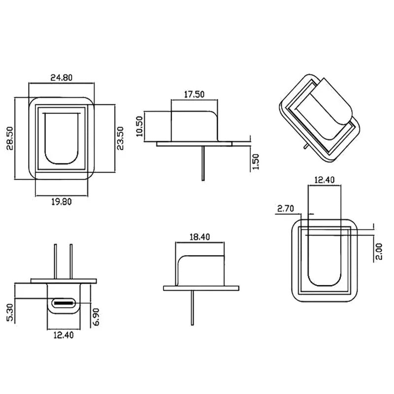 5 x  SURFACE MOUNT USB TYPE C FEMALE CONNECTORS