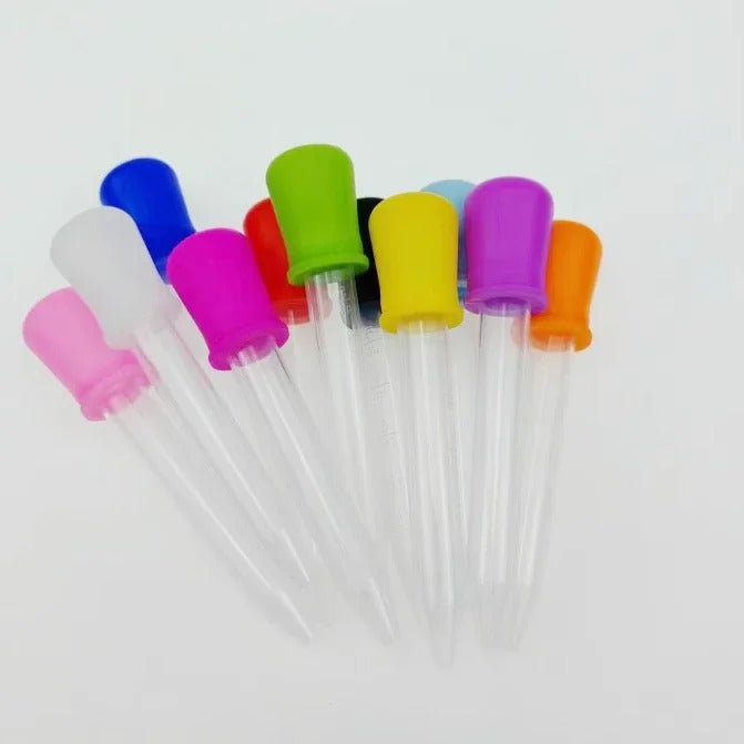 10 x 5ml SILICONE PLASTIC PIPETTES COLOURED DROPPER