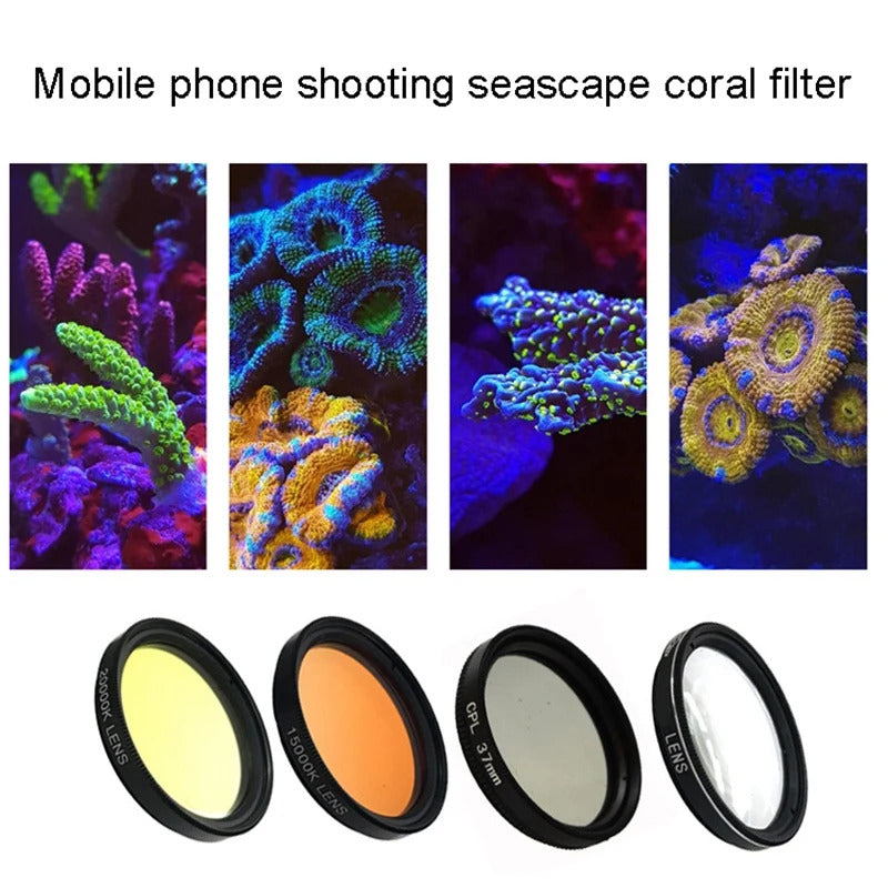AQUARIUM CLIP ON CAMERA LENSES 37mm IN CASE