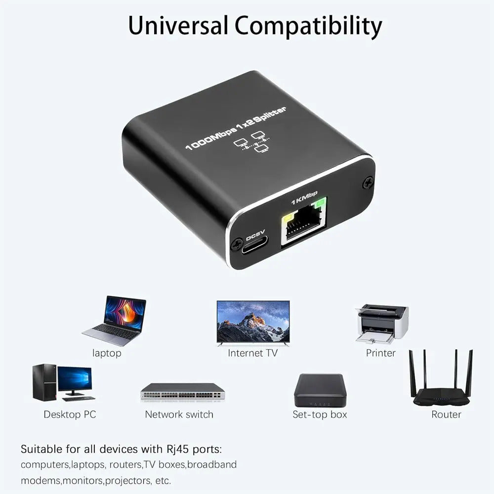 2 WAY RJ45 SPLITTER SWITCH 1000MBPS