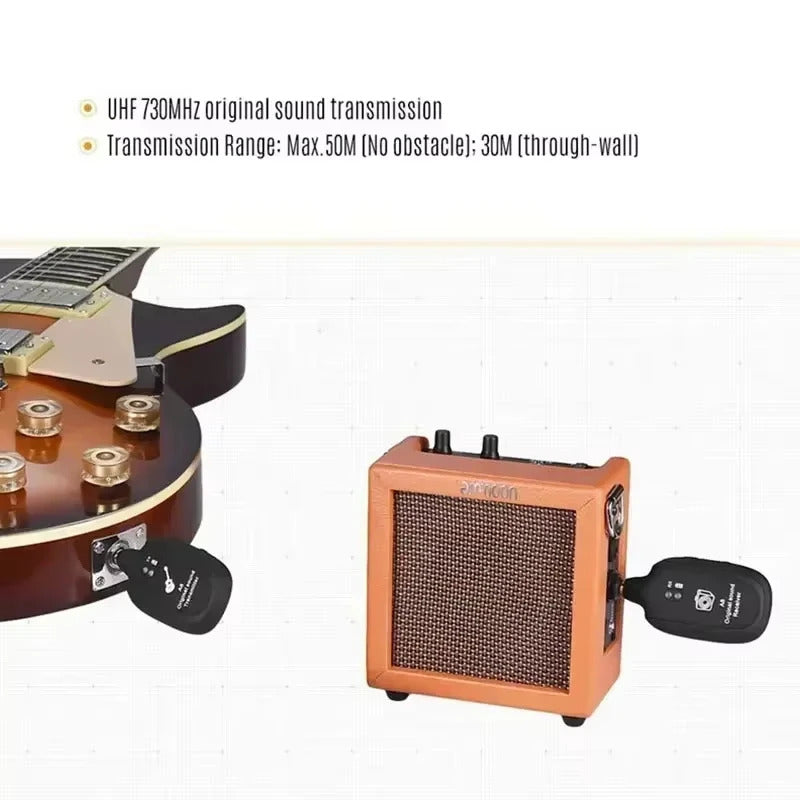 ELECTRIC GUITAR WIRELESS SYSTEM RECHARGEABLE TRANSMITTER & RECEIVER