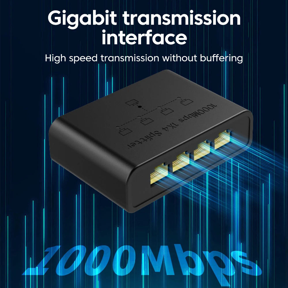 4 WAY RJ45 NETWORK SPLITTER 1000mbs
