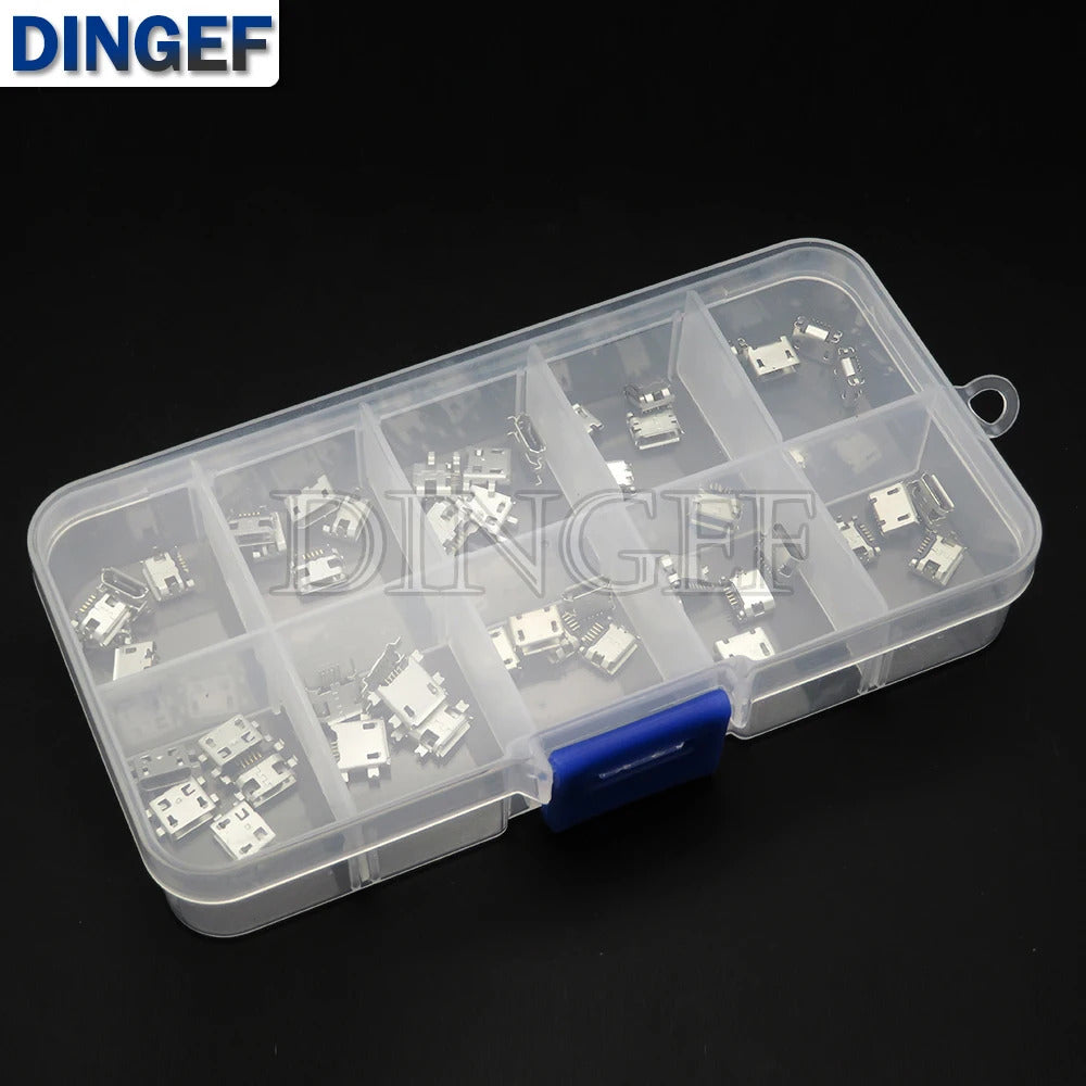 50 x MICRO USB FEMALE CONNECTORS 10 TYPES