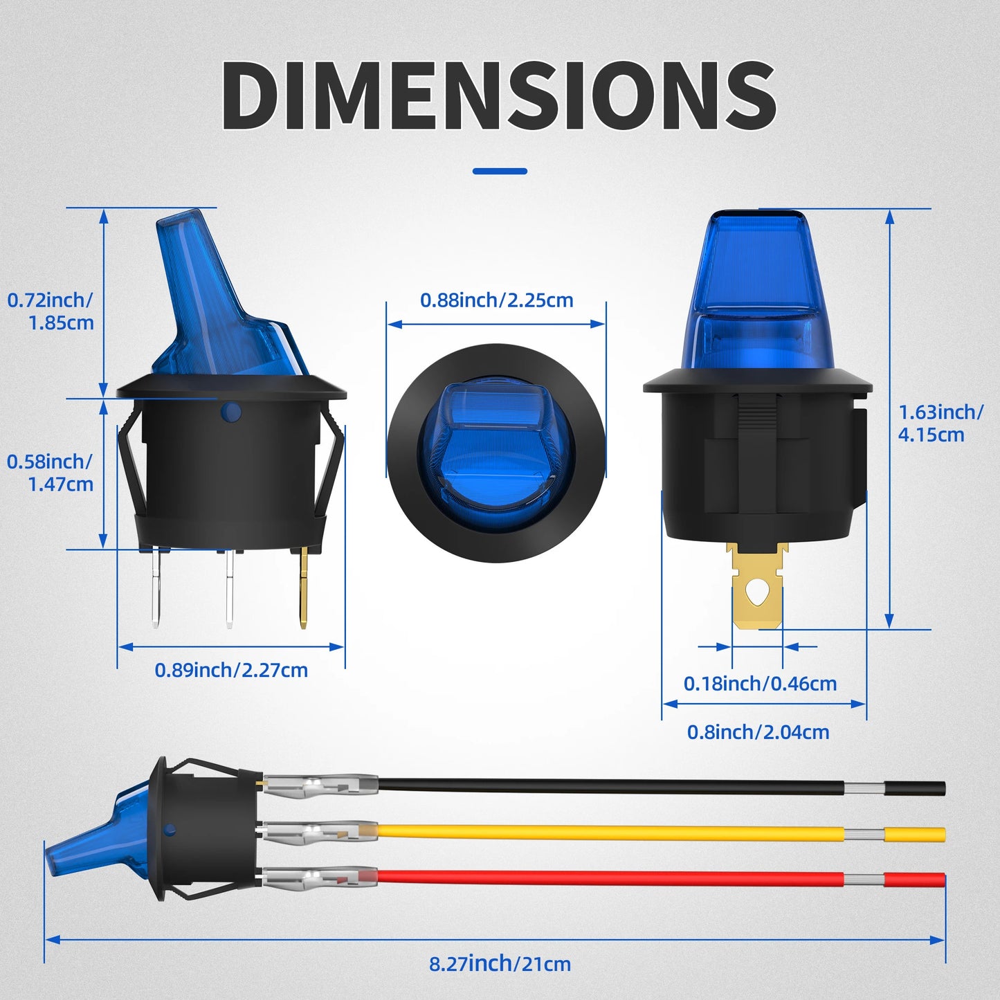 4 x LED TOGGLE ROCKER SWITCH 12V 20A