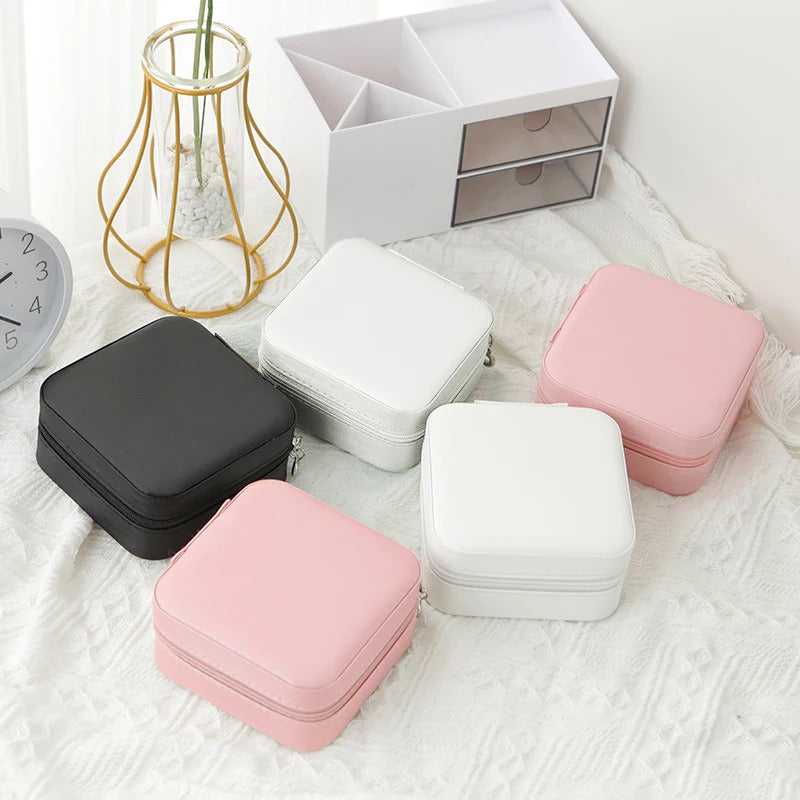 SINGLE LAYER TRAVEL JEWELLERY BOX - BLACK WHITE PINK