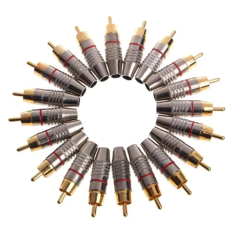 10 x METAL MALE RCA PLUGS