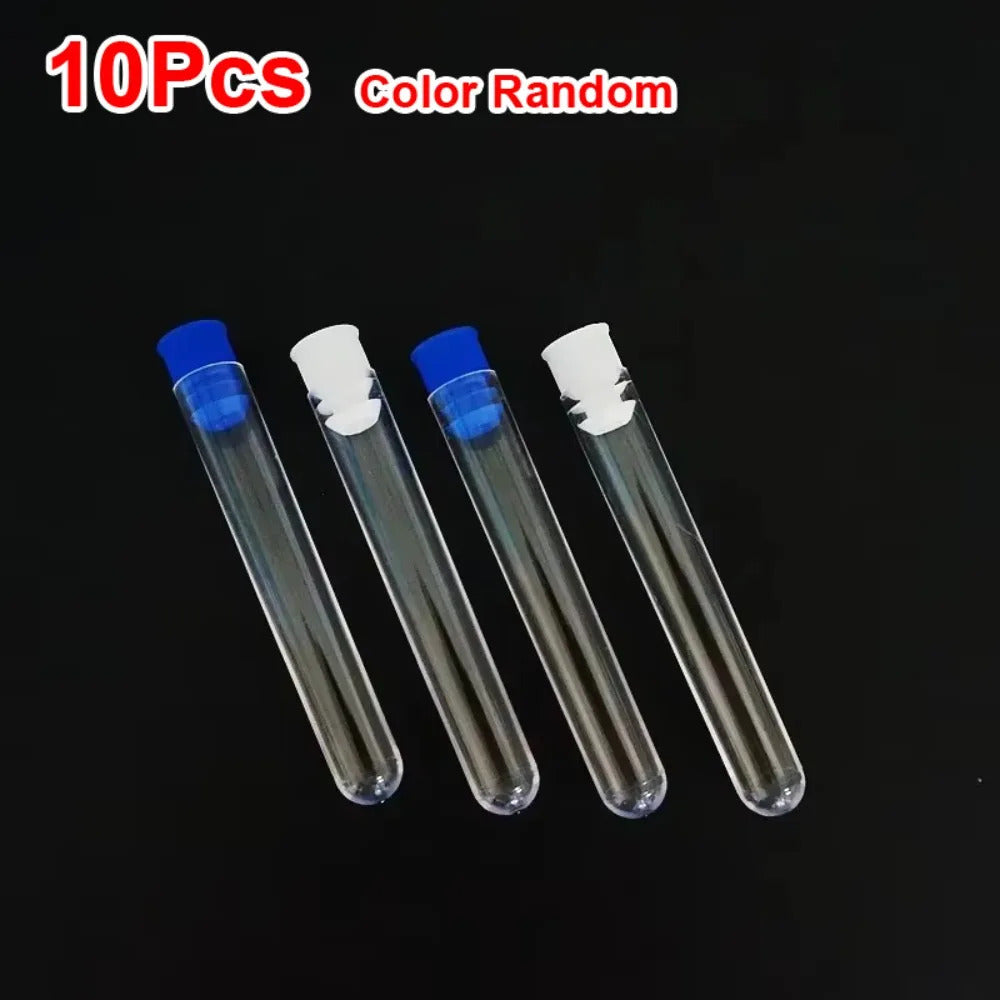 10 x 15x150mm PLASTIC TEST TUBES WITH CAPS