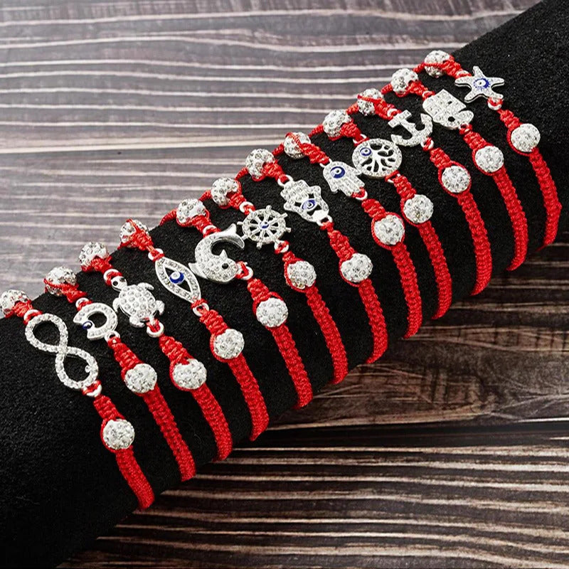 12 x MIXED EVIL EYE RED STRING BRACELETS – LUCK & PROTECTION CHARM 06