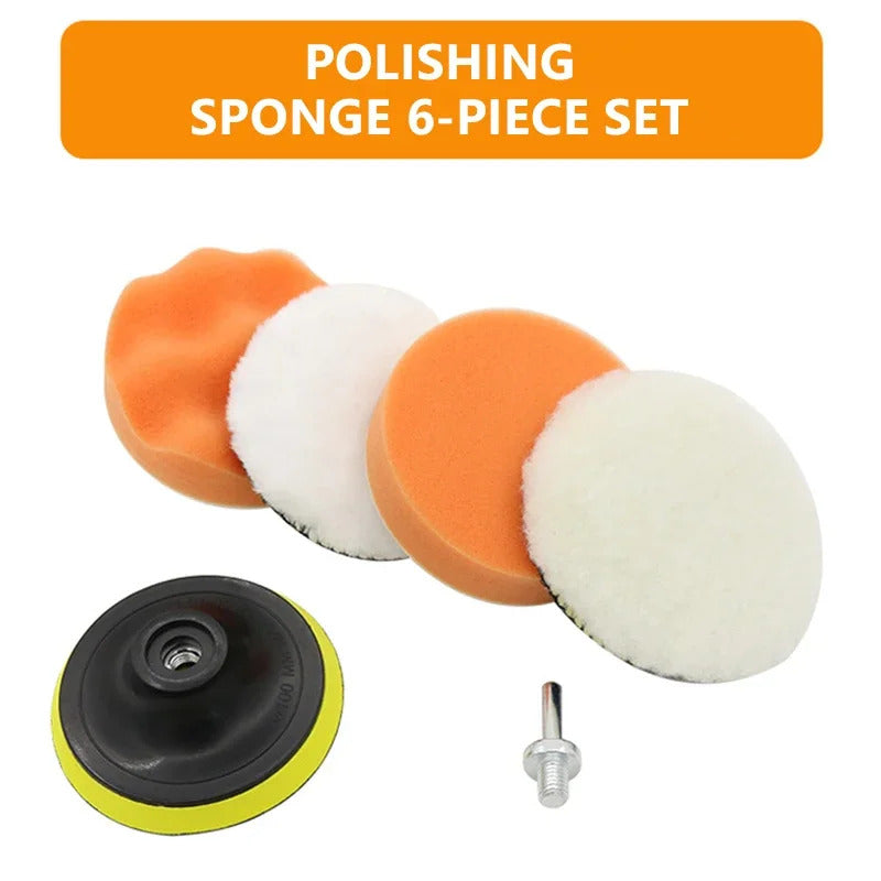 6 PIECE CAR POLISHING / BUFFER SPONGE SET FOR DRILL