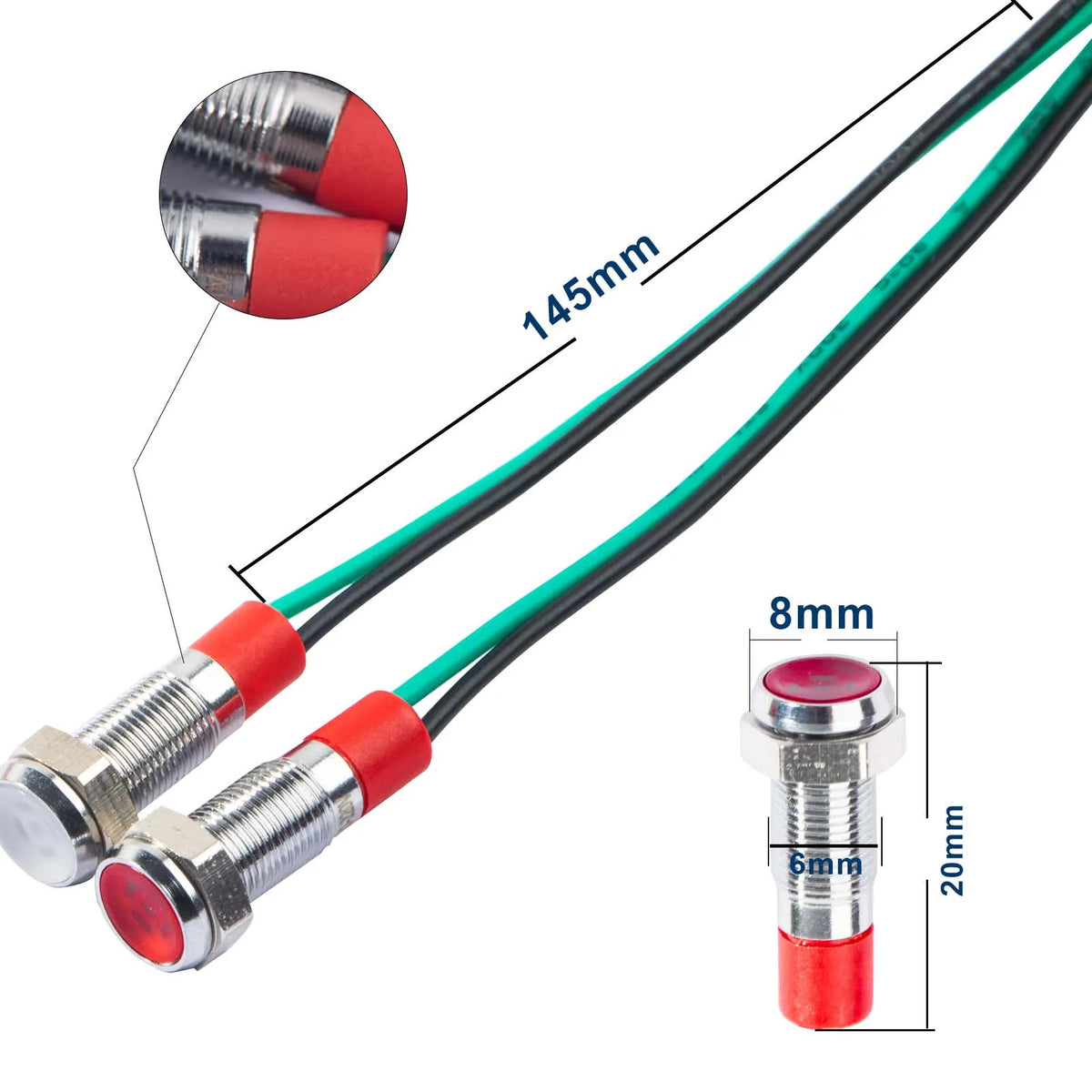 5PC 6MM LED METAL INDICATOR LIGHTS 12V 24V 110V 220V WATERPROOF PANEL LAMP