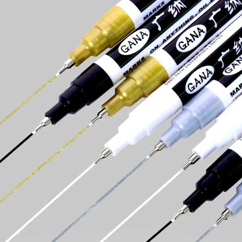 4 x PERMANENT MARKER PEN 0.7mm GOLD SILVER WHITE BLACK