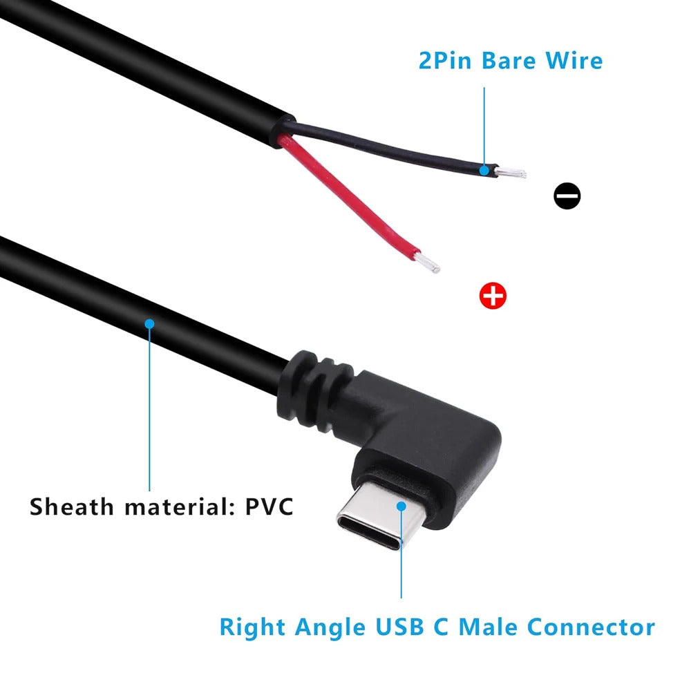 5 x USB TYPE C PRE WIRED 90 DEGREE 2 PIN