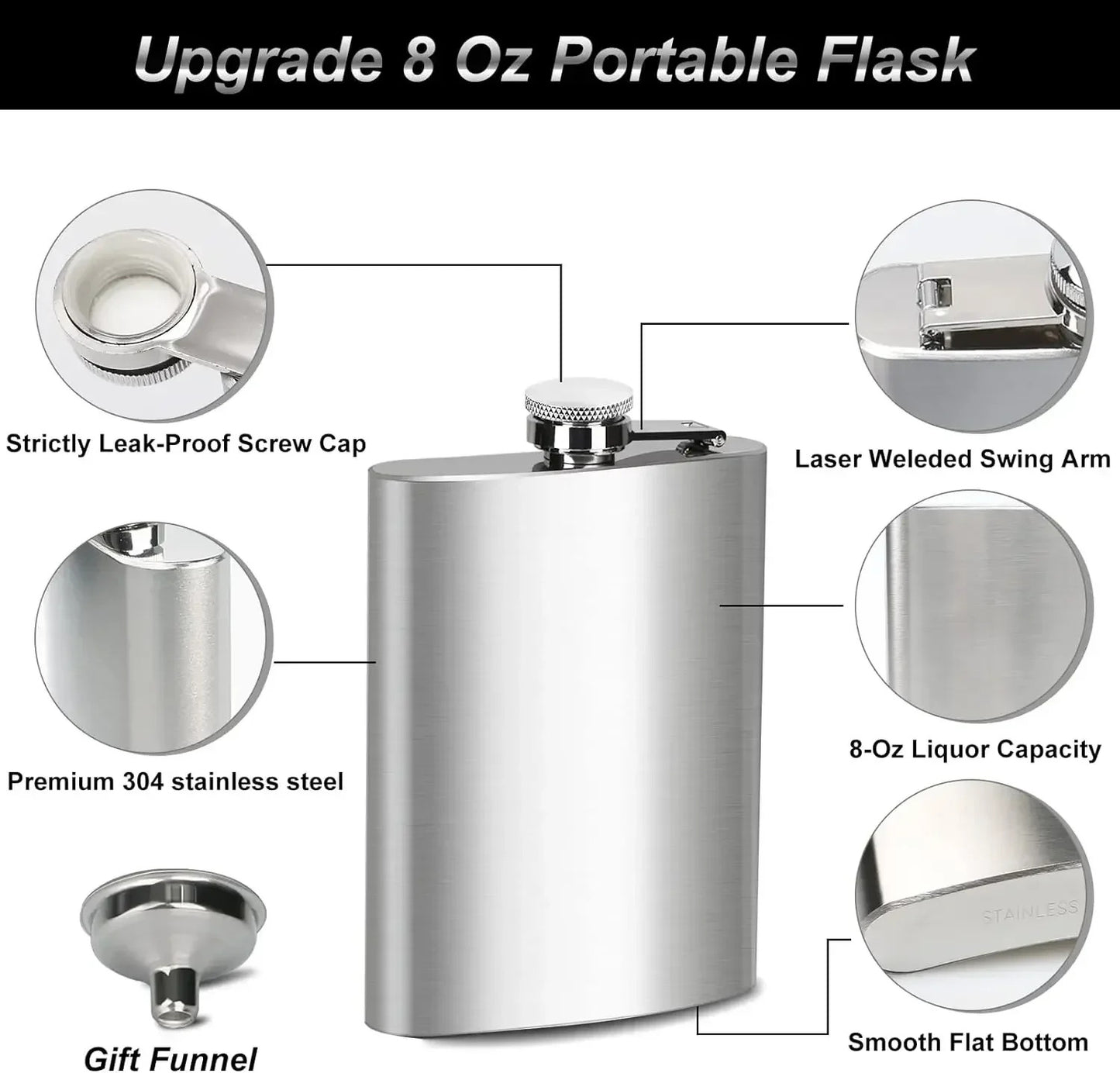 STAINLESS STEEL HIP FLASK 4oz 7oz 10oz