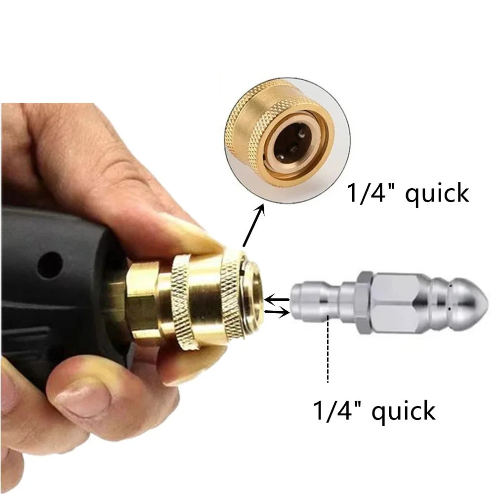 HIGH PRESSURE WATER DRAIN CLEANING NOZZEL 1/4" QUICK CONNECT