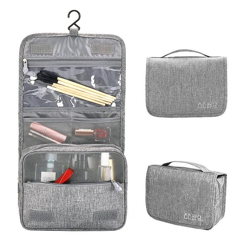 PORTABLE TOILETRY WASH BAG BLACK GREY BLUE