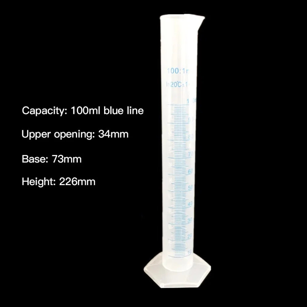 4 x PLASTIC MEASURING CYLINDERS 10ml 25ml 50ml 100ml