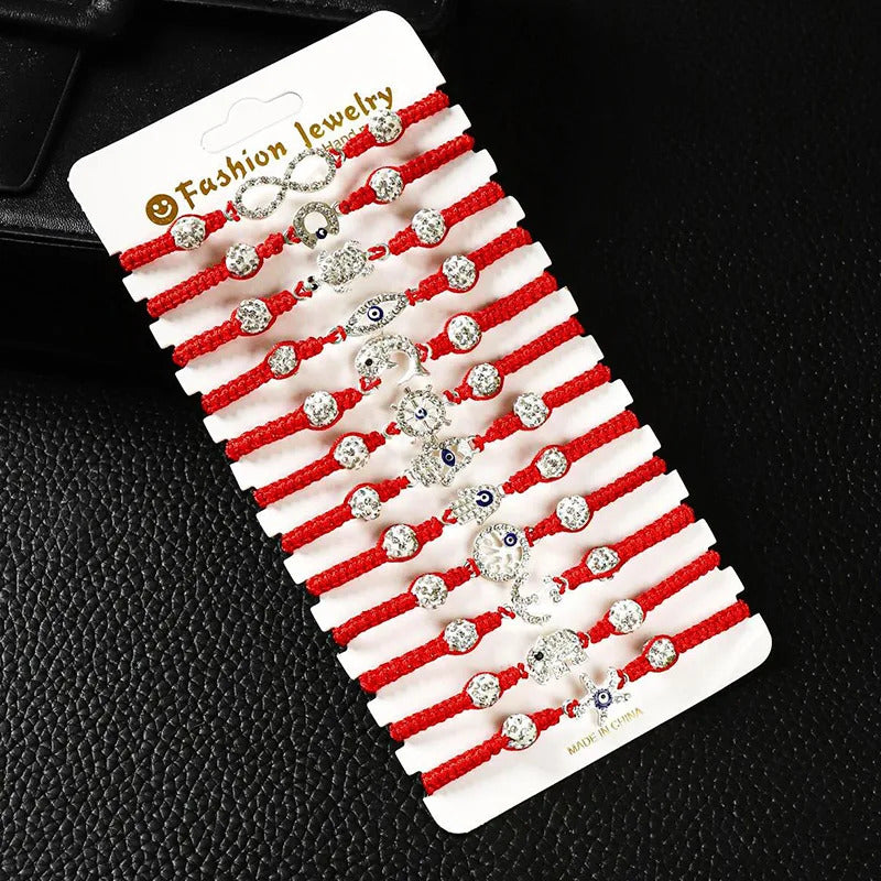 12 x MIXED EVIL EYE RED STRING BRACELETS – LUCK & PROTECTION CHARM 06