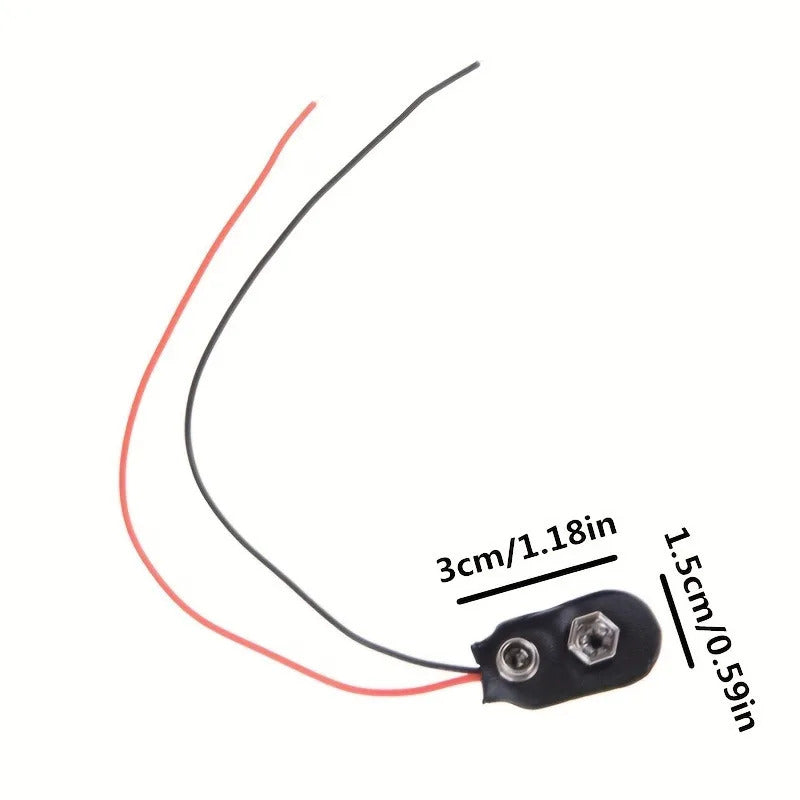 10 x 9V BATTEY CLIPS CONNECTORS - 15CM CABLE