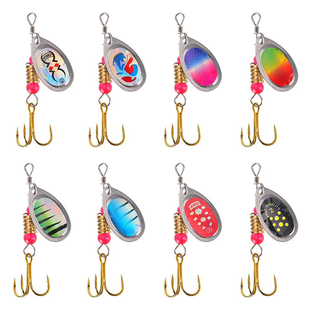 16 x METAL SPINNER BAIT FISHING LURES IN CASE
