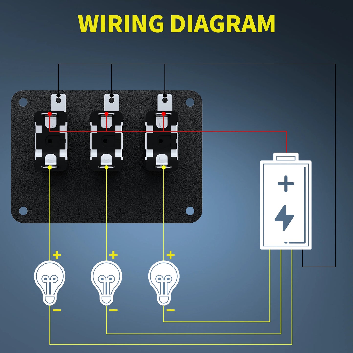 3 GANG TOGGLE SWITCH 12V WITH FLIP COVER & LED