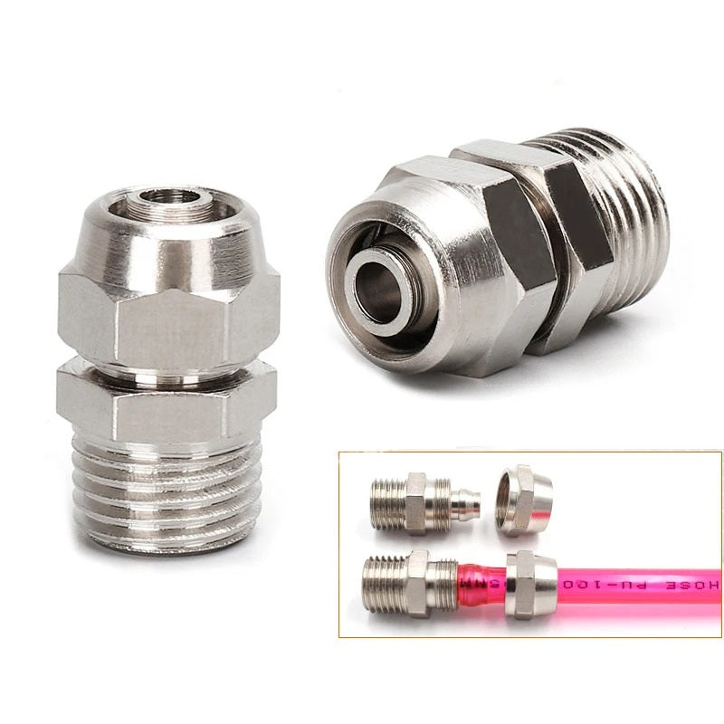 METAL 6mm - 1/4" THREADED CO2 COUPLER LOCKING STRAIGHT CONNECTOR