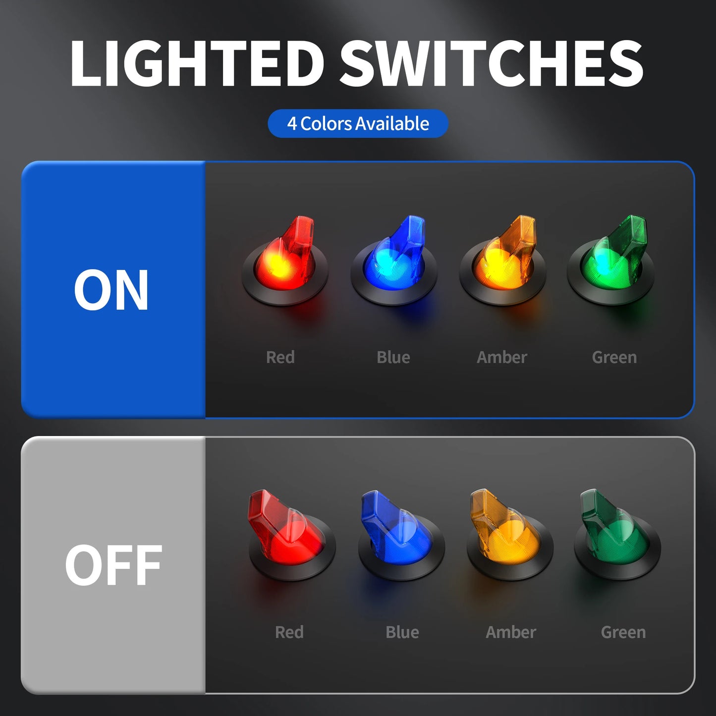 4 x LED TOGGLE ROCKER SWITCH 12V 20A
