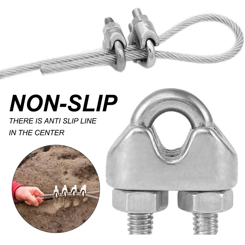 12 x U TYPE M3 STAINLESS STEEL CABLE CLAMPS