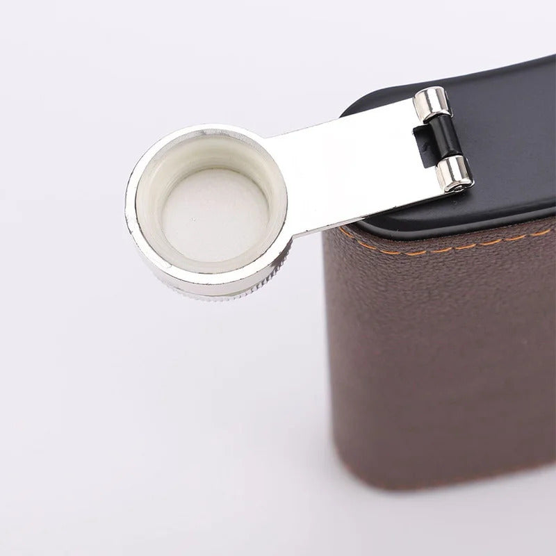 BROWN & GREY HIP FLASK 6oz 8oz STAINLESS STEEL
