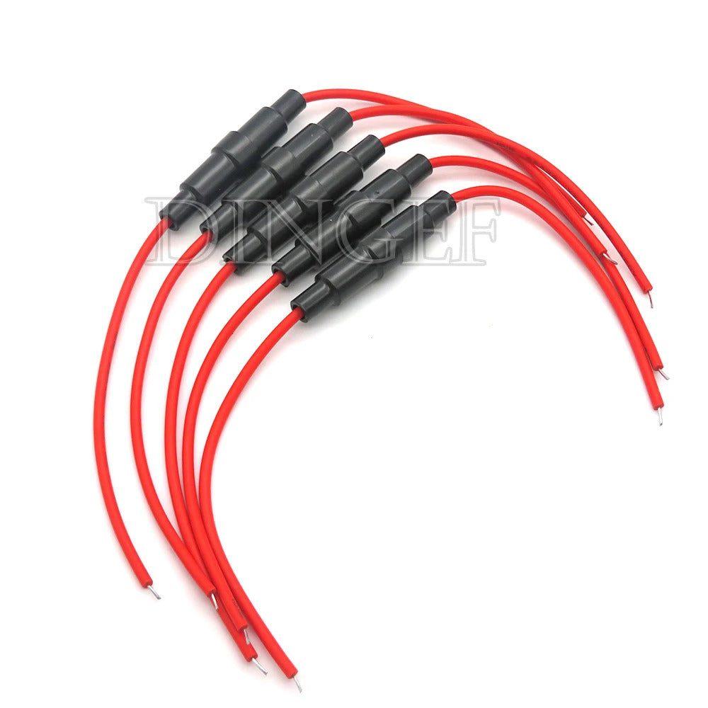 PACK OF 5 - 5x20mm INLINE GLASS FUSE HOLDERS & 5A FUSES