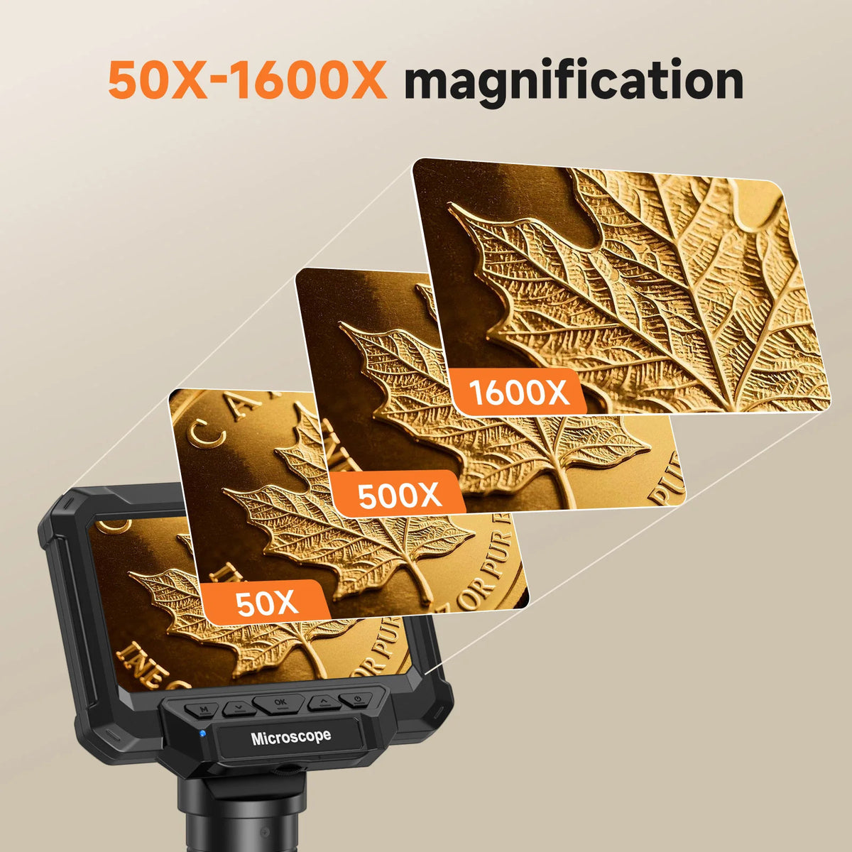 DIGITAL MICROSCOPE 4.3" IPS SCREEN 1600X WITH LIGHTS