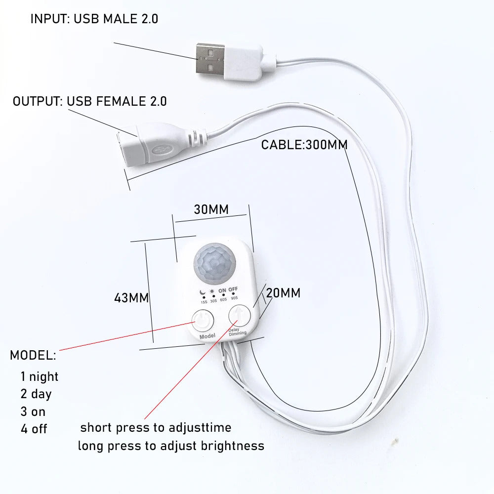 USB / DC CONNECTION PIR SENSOR 5V-24V MOTION LIGHT SWITCH