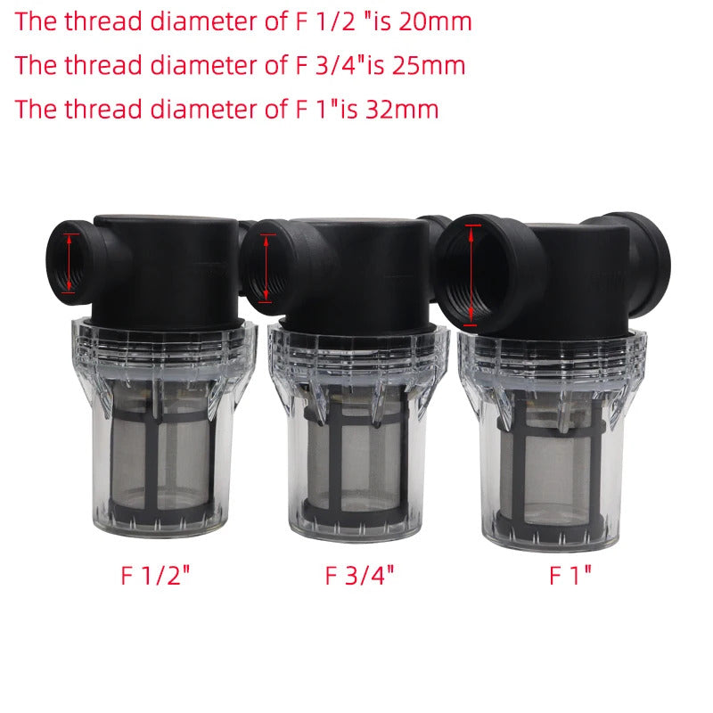 1/2" 3/4" 1" INLINE FILTER HOUSING 80 MESH STAINLESS STEEL FILTER