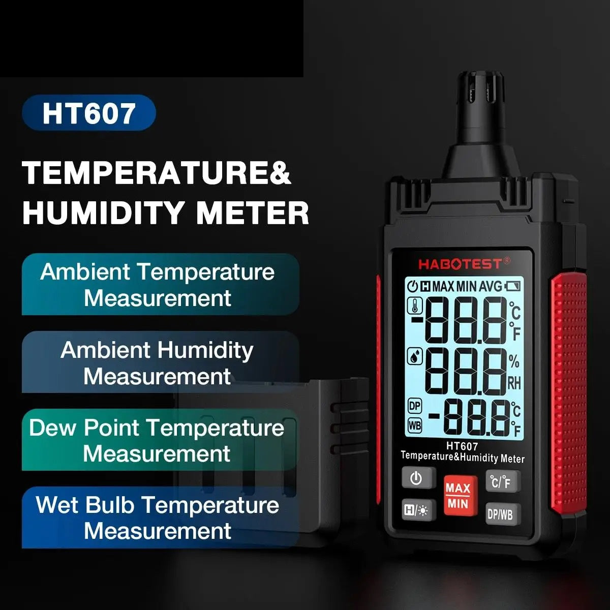 DIGITAL HANDHELD TEMPERATURE & HUMIDITY METER