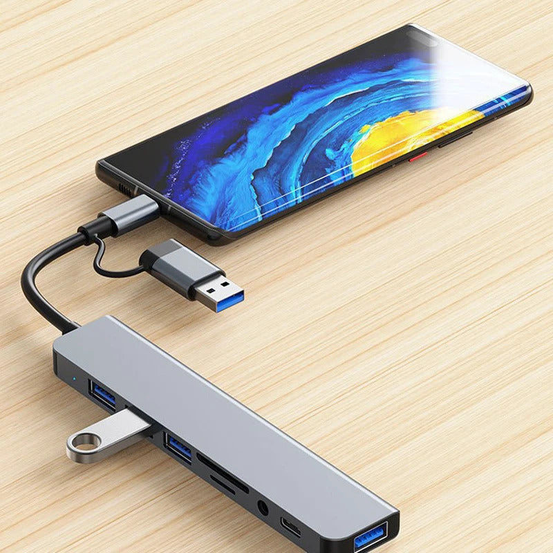8 IN 2 USB & TYPE C HUB DOCKING STATION