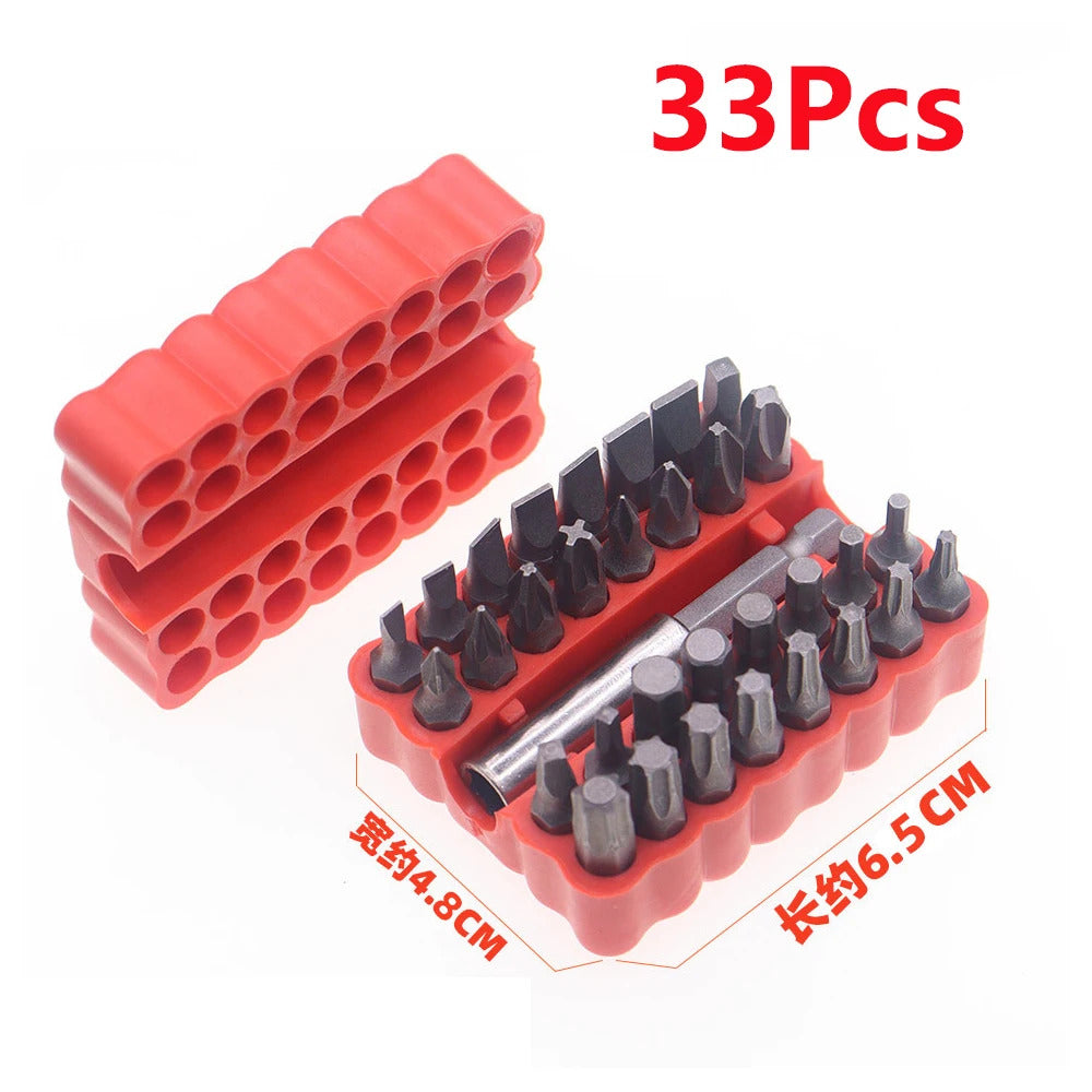 33 PIECE SCREWDRIVER BIT SET WITH MAGNETIC BIT HOLDER IN CASE