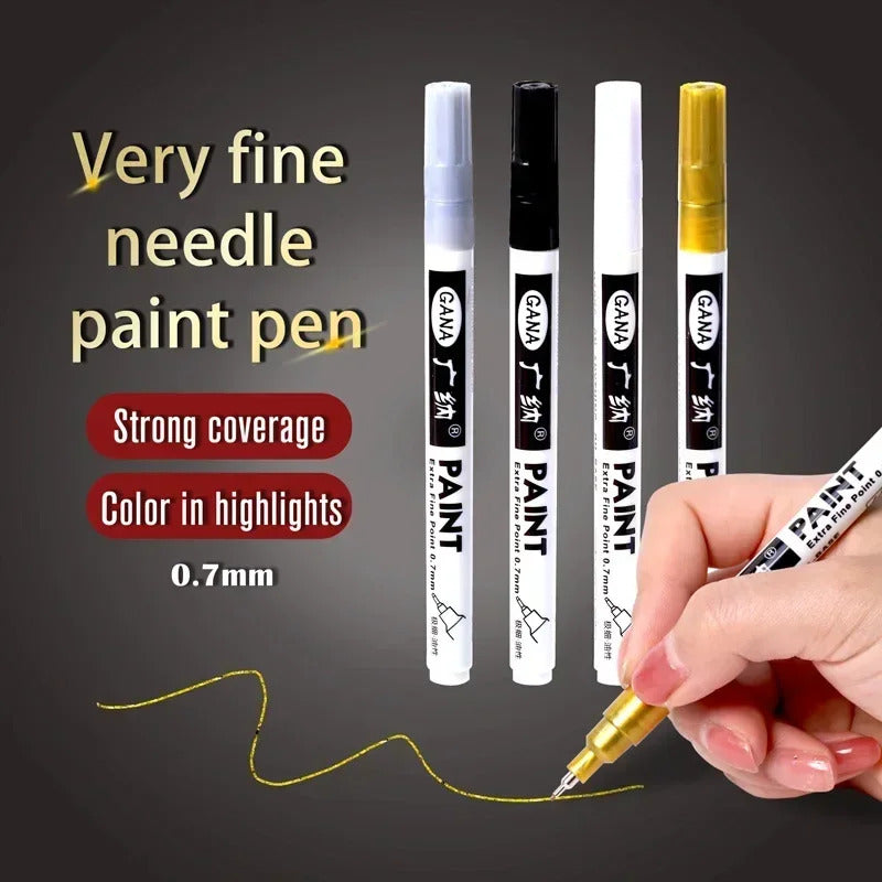 4 x PERMANENT MARKER PEN 0.7mm GOLD SILVER WHITE BLACK