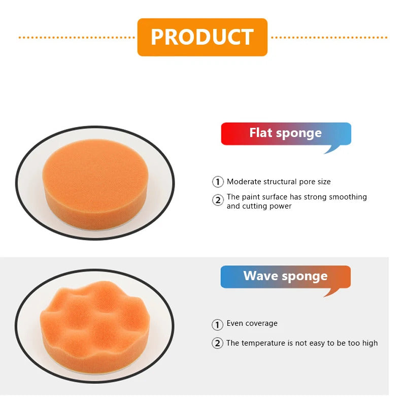 6 PIECE CAR POLISHING / BUFFER SPONGE SET FOR DRILL