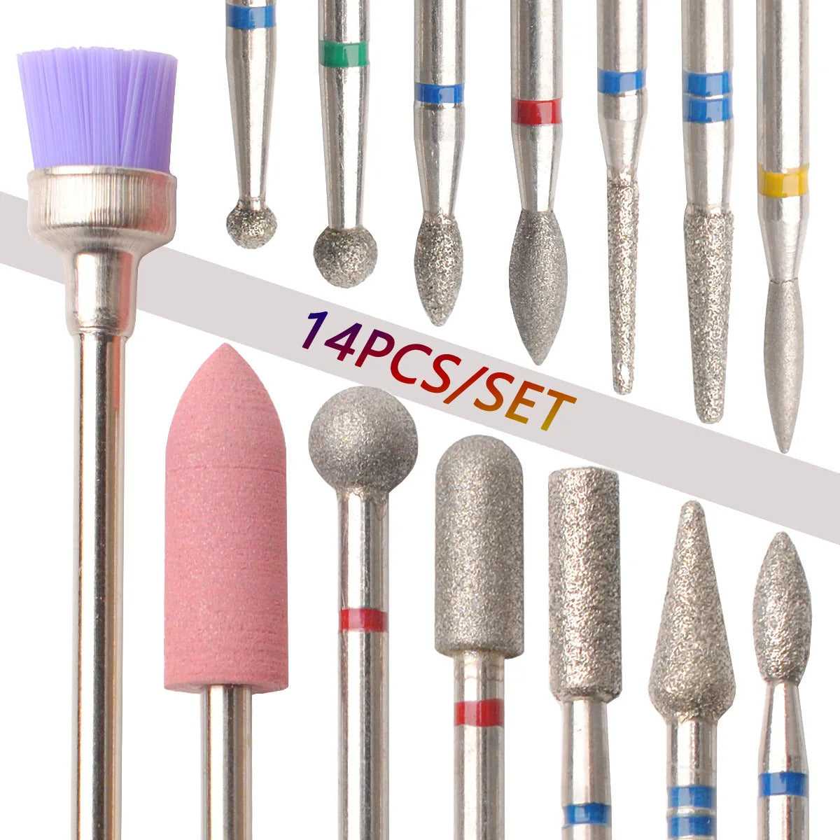 14 x NAIL DRILL BITS, MANICURE GEL ACRYLIC NAILS